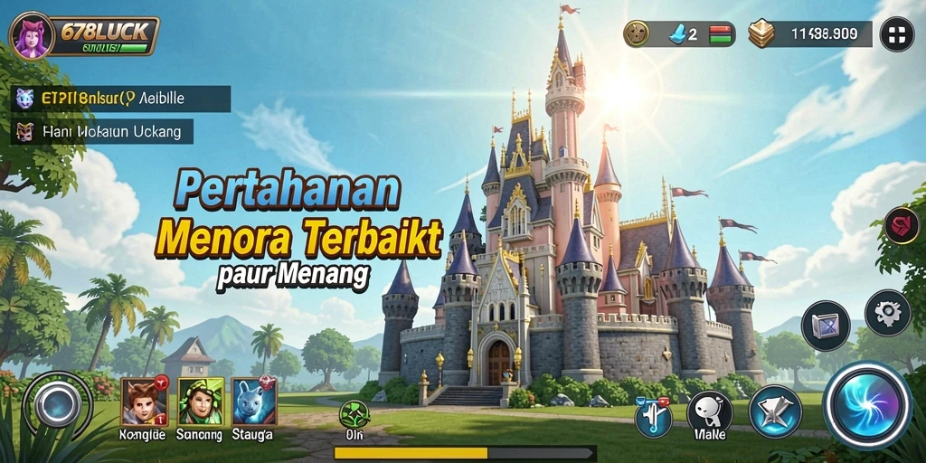 Tampilan gameplay menara strategis yang intens di 678LUCK