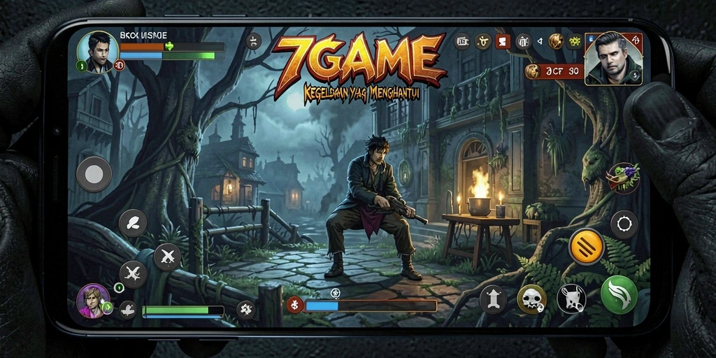 Grafik menakutkan di 7GAME dengan suasana yang mencekam.