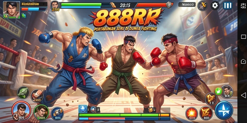 Screenshot 888R menampilkan pertarungan epik antar karakter dengan efek visual yang menakjubkan.