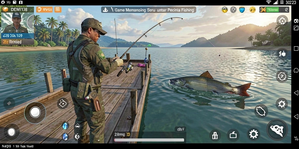 Tampilan gameplay DEWI138 yang menakjubkan saat memancing di lautan.