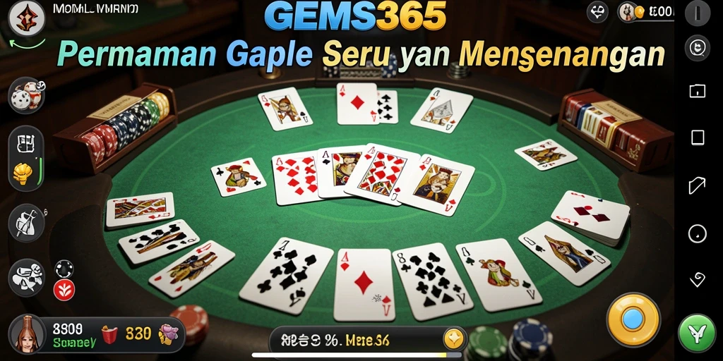 Tampilan screenshot GEMS365 menampilkan gameplay Gaple yang menarik.