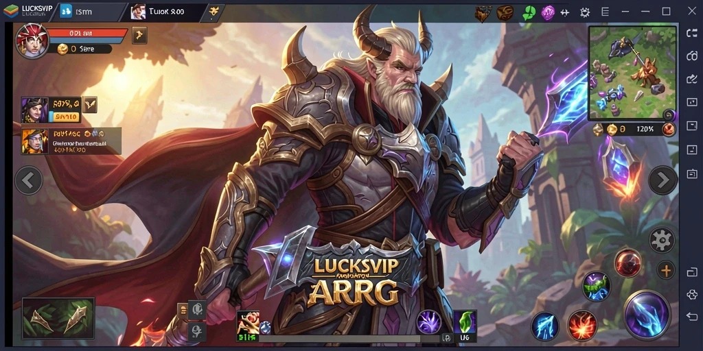 Tampilan gameplay seru dari LUCKSVIP yang menampilkan pertarungan melawan monster.