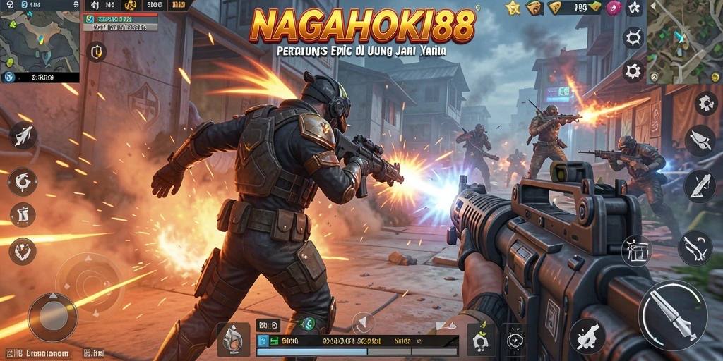 Tampilan gameplay seru dengan aksi tembak-menembak di NAGAHOKI88.