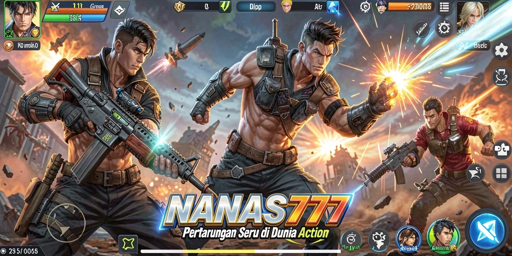 Screenshot gameplay NANAS777 menampilkan pertarungan seru dan dinamis.