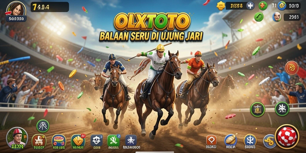 Tangkapan layar gameplay OLXTOTO menampilkan aksi balapan yang seru.