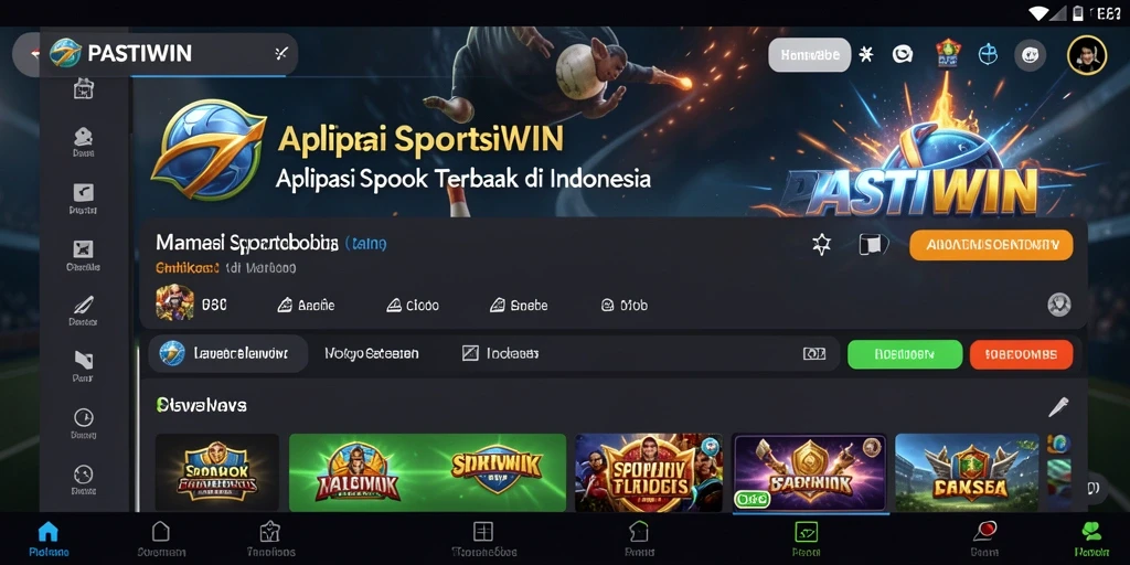 Tampilan utama PASTIWIN dengan berbagai pilihan taruhan olahraga.