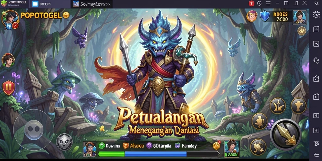 Screenshot gameplay POPOTOGEL menampilkan aksi seru dalam pertarungan RPG.