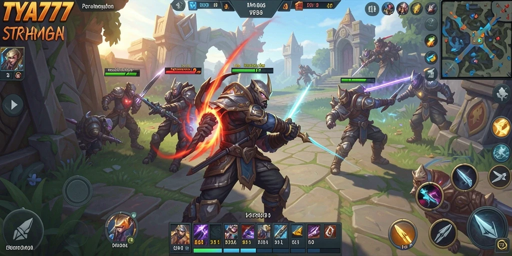 Tampilan menarik dari gameplay TYA777 dengan aksi MOBA yang seru.